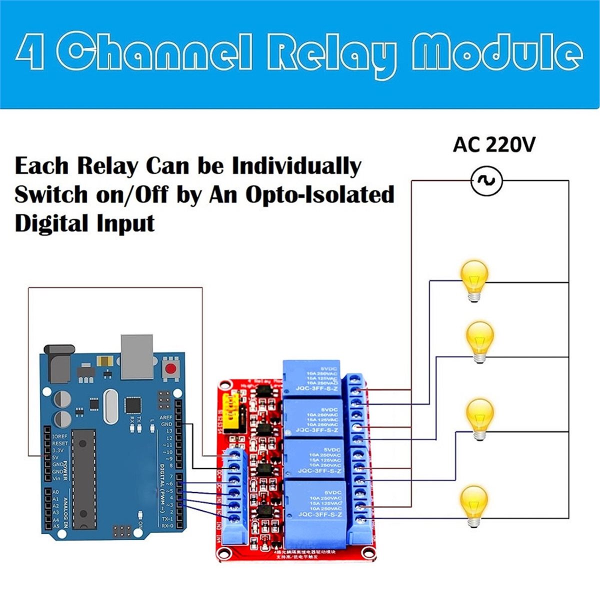 Relay Module 4 Channel - A49T โมดูลรีเลย์ 4 ช่อง 5V 12V