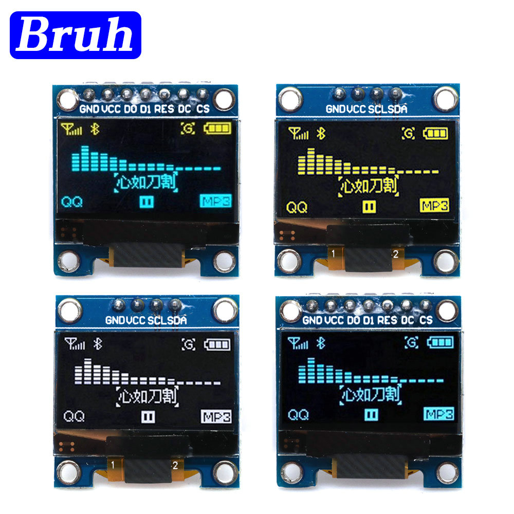 Oled Display 0.96 - 4Pin สีขาวฟ้า0.96นิ้ว128X64โมดูลจอแสดงผล OLED สีเหลืองสีฟ้าสำหรับ Arduino 0.96