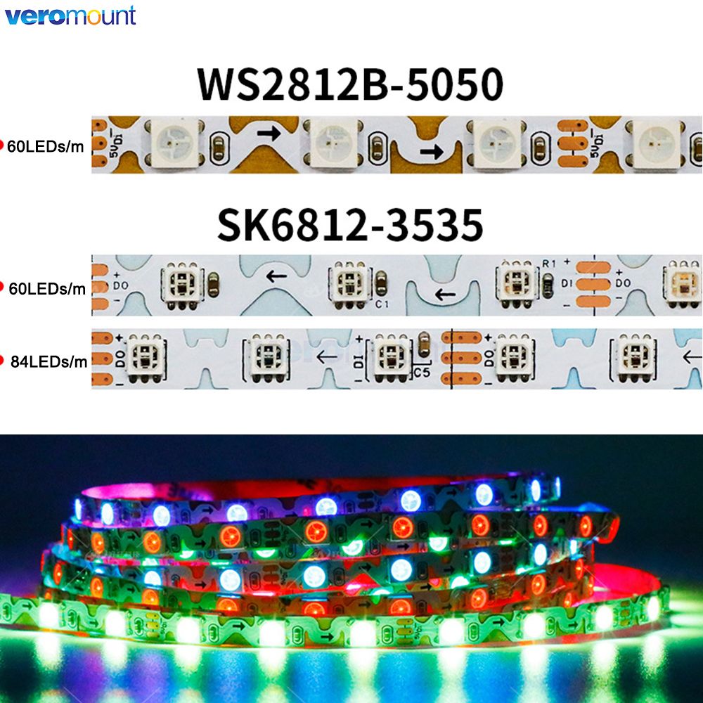 Ws2812B Strip 5V - แคบ6มม. พร้อมพีซีบี WS2812B ดัดฟรีแบบยืดหยุ่นได้5050 SK6812 3535พิกเซลที่อยู่ได้แบบ