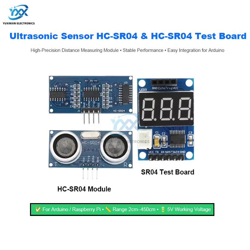 Ultrasonic Sensor Hc-Sr04 - โมดูลวัดระยะทางอัลตราโซนิก HC-SR04 HCSR04 เซ็นเซอร์ตรวจจับคลื่นอัลตราโซนิก เซ็นเซอร์วัดระยะ HC