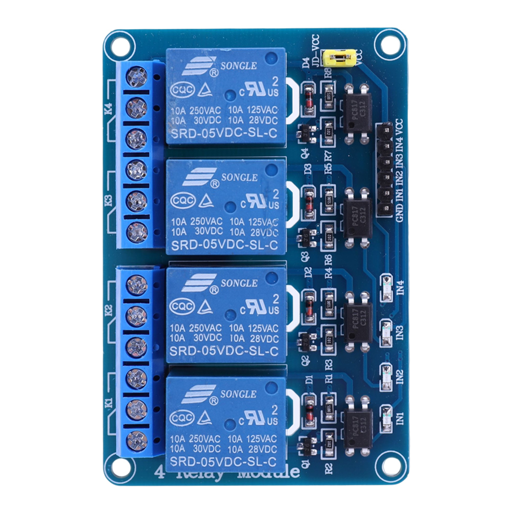 บอร์ดรีเลย์ 4 ช่อง 5V 12V พร้อ - Relay Module 4 Channel บทวิจารณ์และราคา