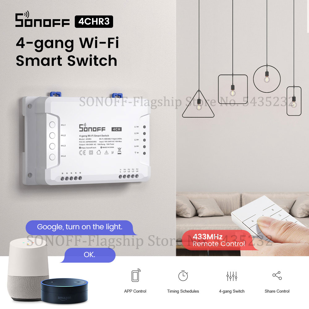 Itead SONOFF 4CH R3 Wifiรีโมทค - Relay Module 1 Channel บทวิจารณ์และราคา