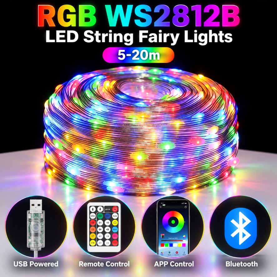 ไฟประดับ LED แบบสาย 5-20 เมตร  - Ws2812B Strip 5V บทวิจารณ์และราคา